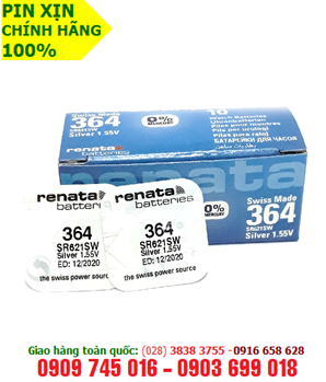 Renata 364/SR621SW, Pin Renata 364 /SR621SW silver oxide 1.55V chính hãng Renata Thụy Sĩ